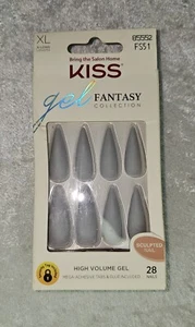 Kiss Gel Fantasy Sculpted Nail 28 Pc. High Volume Gel, X-Long Matte Gray # 85552 - Picture 1 of 2