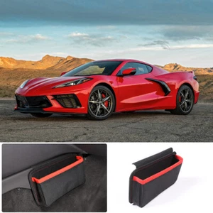 Red&Black Car Gear Shift Side Storage Bag Phone Bag For Corvette C8 2020-2024 - Picture 1 of 16