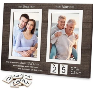 Marco de fotos de entonces y ahora para pareja regalos de boda ideas marco tiene capacidad para 2 fotos - Imagen 1 de 8