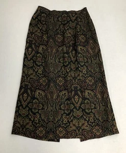 VTG Talbots Petite Maxi A Line Skirt Multi Color Tapestry Paisley Lined Rear Zip - Picture 1 of 13