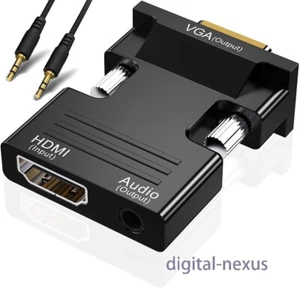HDMI to VGA Adapter Converter Audio & Video Cable HDTV 1080P 60Hz for PC, Laptop - Picture 1 of 9