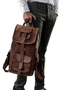 24" Vintage Auténtico Piel Portátil Mochila Unisex Bolsa de Viaje - Imagen 1 de 13