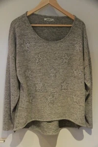 Ladies Jumper By My Hailys Grey Marl + Glitter Stars Size XL+ - Picture 1 of 3