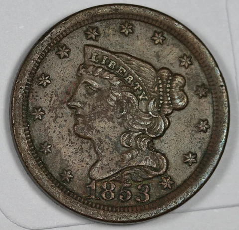 1853 Half Cent.  Brown AU.  181926 Cover