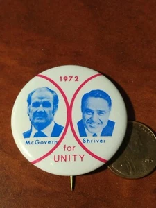 George McGovern Shriver 1972 President campaign pin button political scarce 1.5" - Picture 1 of 3