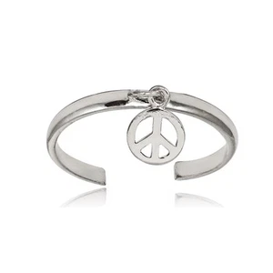 Sterling Silver Polished Dangling Peace Toe Ring - Picture 1 of 3