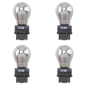 3156 Wedge 27W Chrome Turn Signal Blinker Single Filament 4x Light Bulb Globe - Picture 1 of 3