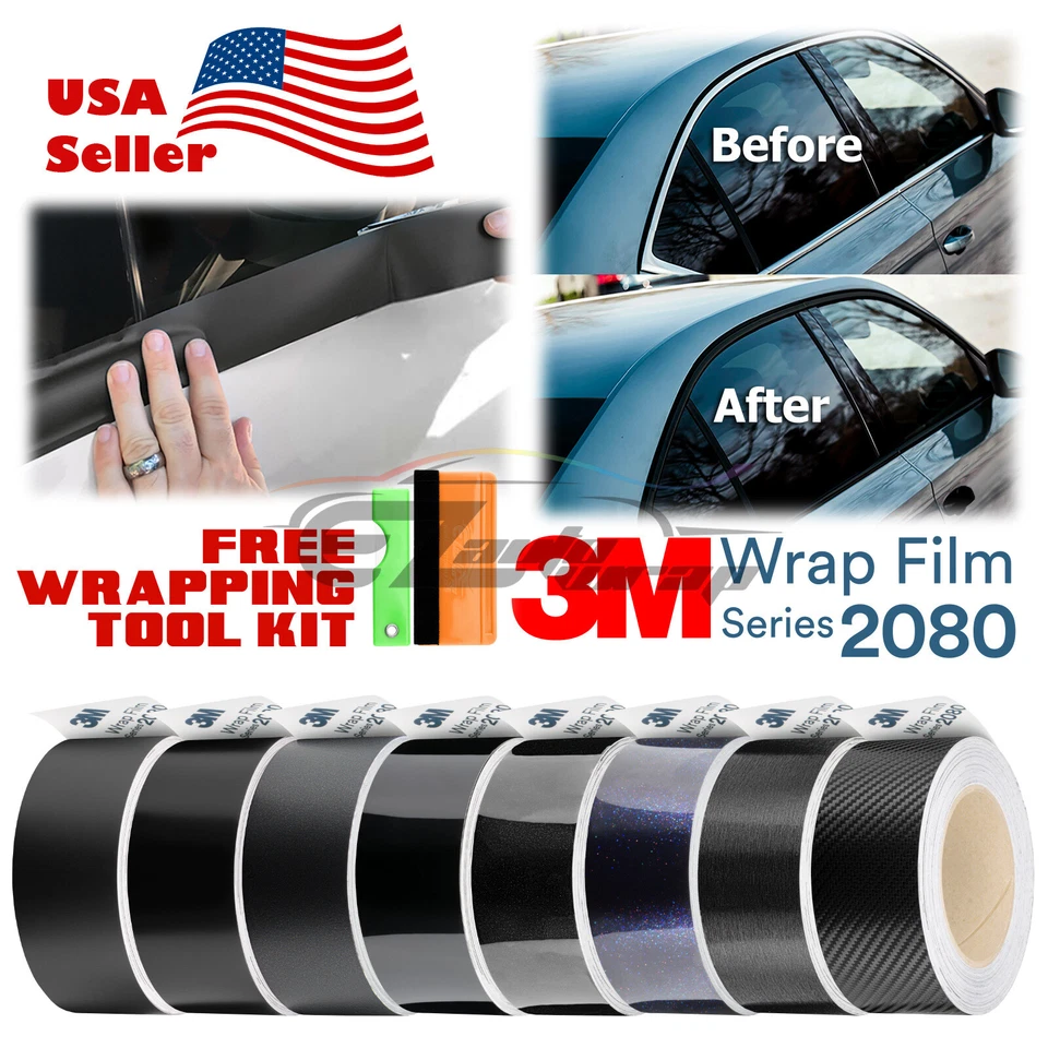 3M 2080 Black Vinyl Wrap Roll Kit Blackout Chrome Delete1 Window Trim Door Trim - Image 1 of 4