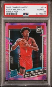 2023 Donruss Optic Rated Rookie #229 Amen Thompson Hyper Pink RC PSA 10 Rockets - Picture 1 of 2