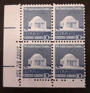 1973 US STAMP SCOTT # 1510  BLOCK OF 4 JEFFERSON MEMORIAL 10C MNH OG - Picture 1 of 2