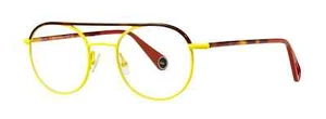 400€ Round Aviator Eyeglasses in Yellow Brown Metal WOOW Optical Frame - Picture 1 of 3