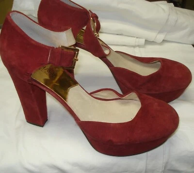 Zapatos MICHAEL KORS Sierra BORGOÑA SANGRE DE BUEY PLATAFORMA TACÓN TALLA 10 Foto 1 de 4