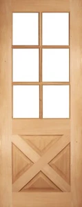 6 Lite Clear Toughened Glass Barn Style Engineered Solid Timber Door 2040x870x40 - Picture 1 of 2