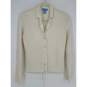 White + Warren Long Sleeve Cardigan Side & Back Straps White Work Stretch M - Picture 1 of 8