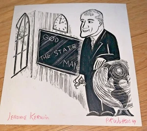 1950s Caricature JEROME KERWIN by P. K. Watters Univ of Chicago CATHOLIC SCHOLAR - Picture 1 of 4