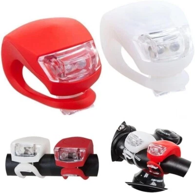 2 LEDs Bike Lights Set Front and Back Clip-On Silicon Bicycle Lights Waterproof - Image 1 of 4