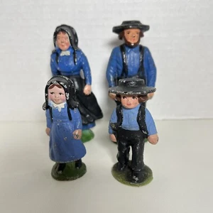 Estatuilla de la familia Amish pintada a mano de hierro fundido de colección - Imagen 1 de 9