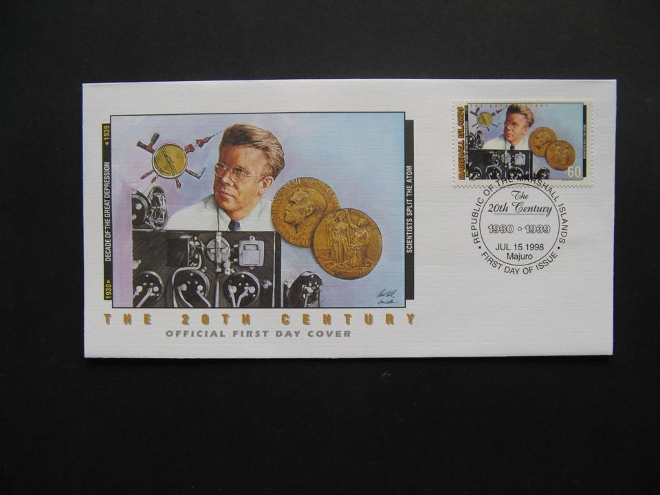 MARSHALL ISLANDS, cover FDC 1998, Lawrence Nobelprice physics 1939, cyclotron - Image 1 of 1