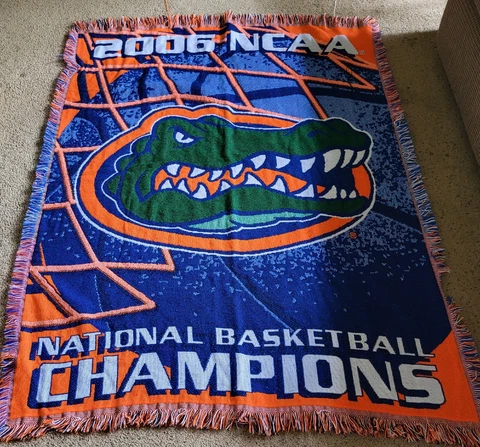 UF Gators 2006 NCAA National Basketball Champions Throw Blanket 58x44" Good Cond Cover