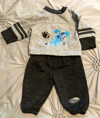 Blue's Clues Vintage Boys Embroidered Outfit Size 12 months football long-sleeve - Image 1 of 4