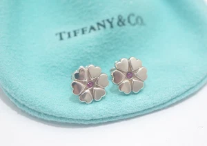 Tiffany & Co. Ohrstecker Silber Paloma Picasso rosa Saphir Herzkrone - Bild 1 von 6