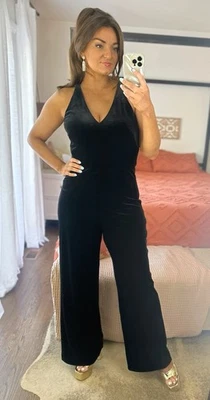 Новый с Ярлыками Белый дом черный рынок размер 10 черный бархат широкие ноги без рукавов комбинезон - Изображение 1 из 4