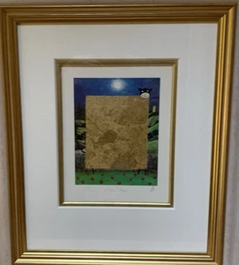 Mackenzie Thorpe GOLDEN SHEEP Framed Mounted Print Limited Edition with COA - Afbeelding 1 van 13