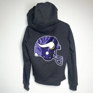 Y2K Vintage PINK Victoria’s Secret MN Vikings Fur Lined Bling Hoodie Size Medium - Picture 1 of 8