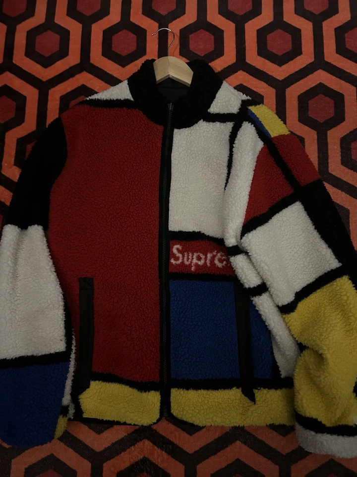 Supreme Reversible Colorblocked Fleece Jacket Red/Black, FW2020, Size L - Image 1 of 4