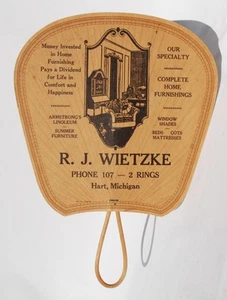 1935 R. J. WIETZKE HART MICHIGAN TIENDA DE MUEBLES VENTILADOR PUBLICIDAD - Imagen 1 de 3