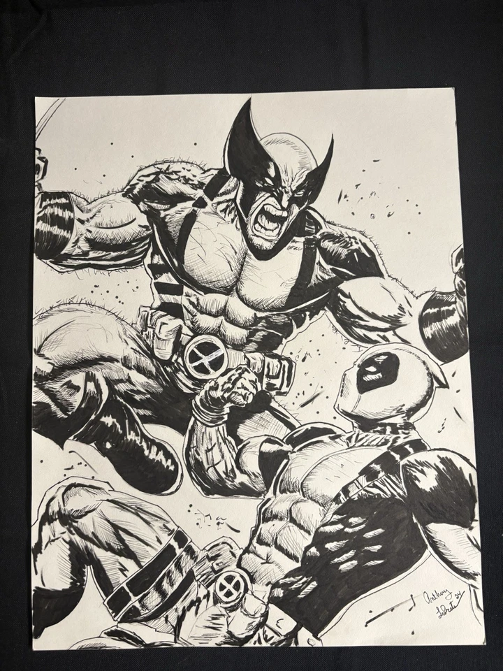 Arte original Wolverine Vs Deadpool 11x14 Foto 1 de 1