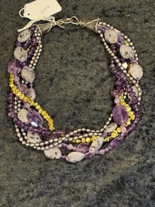 Neu mit Etikett Echo des Träumers Amethyst Perlen Sterlingsilber Halskette neu aus altem Lagerbestand ungetragen - Bild 1 von 8