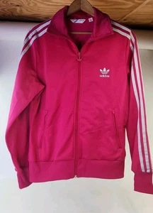 ADIDAS Womens Graphic Tracksuit Top Pink Jacket Polyester Size L. - Picture 1 of 16