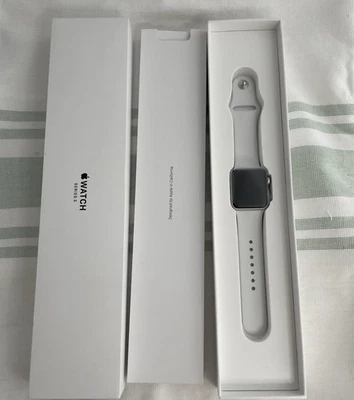 Apple Watch Series 3-38 mm Silver Aluminum Case White Sport Band Smartwatch -... - Image 1 of 4