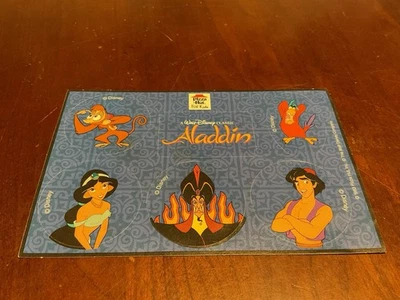 Hoja de pegatinas promocionales Pizza Hut para niños Aladdin Disney 1993 nueva Foto 1 de 4