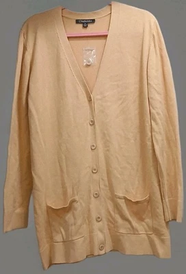 Cárdigan Suéter Chadwicks XL Para Mujer Amarillo Manga Larga Algodón Nuevo Sin Etiquetas Bolsillos Foto 1 de 4