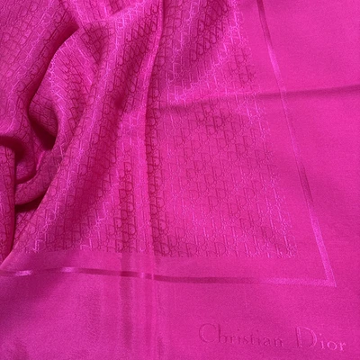 Christian Dior Trotter Silk Scarf 35in Magenta Jacquard Monogram Elegant Design - Image 1 of 4