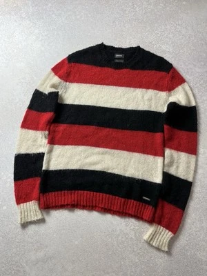 Diesel Men S Mohair Blend Knit Sweater Stripes Autumn Winter Warm Knitwear Used - Image 1 of 4