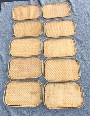Bandejas para servir de mimbre vintage Tiki Bar 19x13 Tiki Boho tejido bambú ratán conjunto/10 Foto 1 de 4
