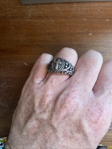 Vintage Gothic Cross Mens Ring .925 Sterling Silver 8.9 Grams - Picture 1 of 6