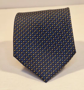 Corbata formal de negocios Marks & Spencer azul y amarillo 100 % seda - Imagen 1 de 7
