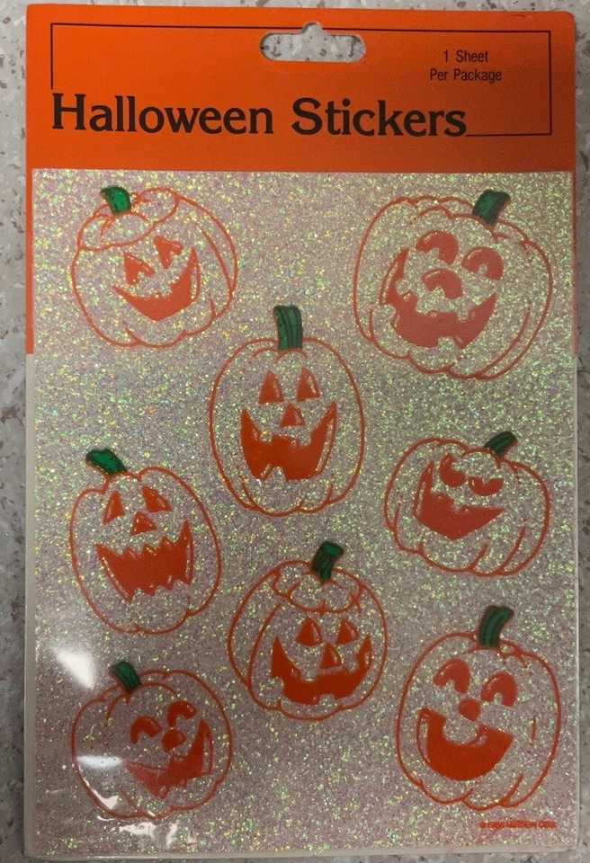 Adesivos de glitter vintage Gibson 1986 abóboras de Halloween muito bom estado lacrado - Imagem 1 de 2