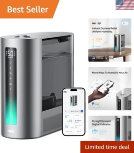 6L Humidifier BPA-free Plastic Smart Warm Cool Mist 60Hr Quiet For Large Room - Picture 1 of 10