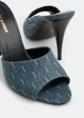 Sandalias de aguja SAINT LAURENT para mujer talla 40 La Denim jacquard $867 Foto 1 de 4