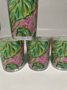 Lilly Pulitzer Acryl Lo-Ball Gläser Set bemalte Handflächen, 4er Set - Bild 1 von 3