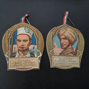 LOT 2 * INSIGNE JOURNEE DE L'ARMEE D'AFRIQUE ET DES TROUPES COLONIALES / WW1 - Picture 1 of 3