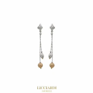 Orecchini donna pendenti oro bicolore 18kt - Foto 1 di 4
