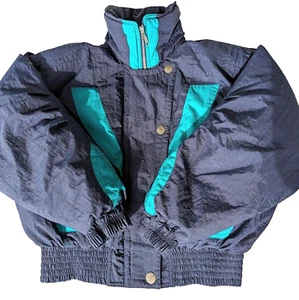 Vintage Goose Down Large Women's Ski Jacket Fall Line Color-Blocked Puffer Coat - Picture 1 of 13