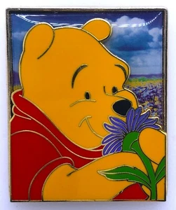 VERY RARE! DISNEY Premium Trading Pin - WINNIE the POOH SMELLING FLOWER PORTRAIT - Picture 1 of 3