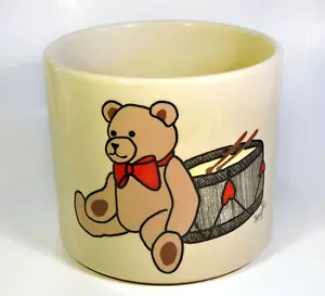 Friendship Pottery 6 1/2" Diameter Cookie Jar "No Lid" Teddy Bear Roseville Ohio - Picture 1 of 5